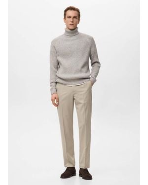 Mango Wool-Blend Turtleneck Jumper - Grey