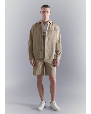 Mango Non-Iron Overshirt Pocket - Natural