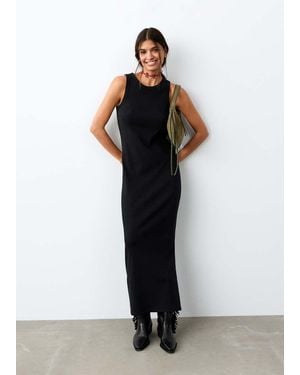 MANGO TEEN Maxi Dress With Slit Details - Black