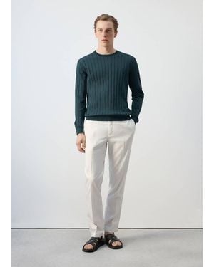Mango 100% Cotton Fine-Knit Jumper - White