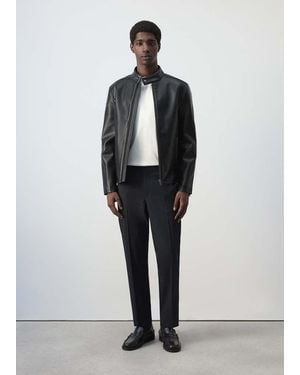 Mango Zip-Up Faux-Leather Jacket - Black