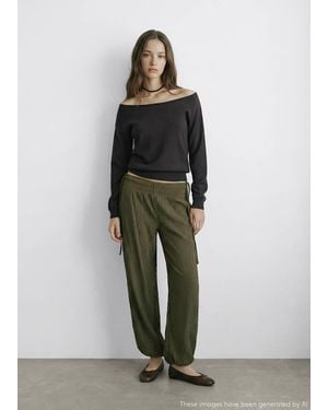 MANGO TEEN Off-The-Shoulder Knitted Jumper - Multicolour