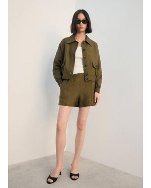 Mango High-Waist Linen Shorts - Natural