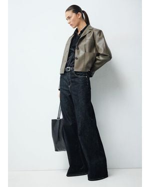 Mango Faux-Leather Jacket With Pockets - Green