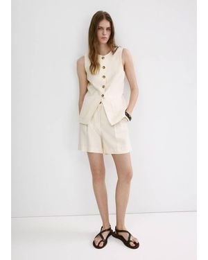 Mango Straight Mid-Rise Bermuda Shorts - Natural