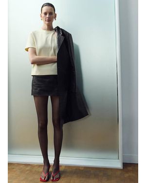 Mango Crocodile-Effect Leather Miniskirt - Black