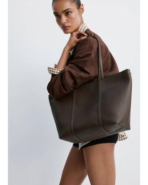 Mango Shopper-Bag Mit Doppelhenkel - Braun