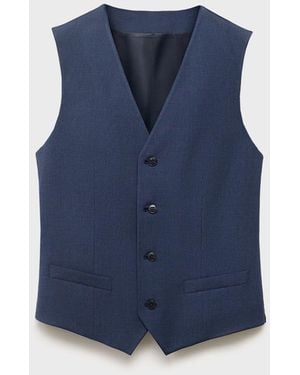 Mango Paris Super Slim-Fit Suit Waistcoat - Blue