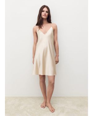 Mango Silk Strapless Nightgown - Natural