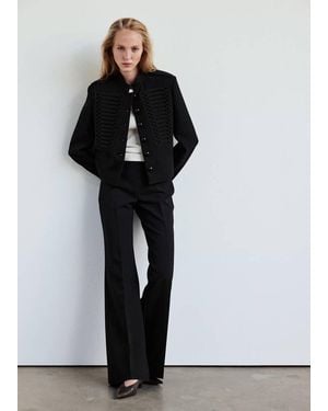 Mango Tailored Trousers With Frog Fastening Detail - Black