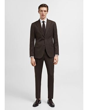 Mango Slim-Fit Linen And Cotton Suit Jacket - Black
