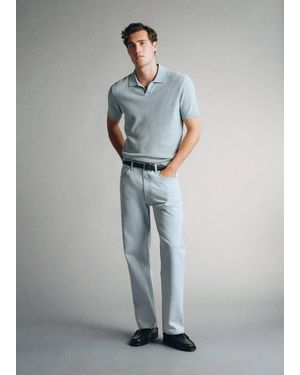 Mango Pinori Filati Cotton-Blend Polo Shirt - Grey