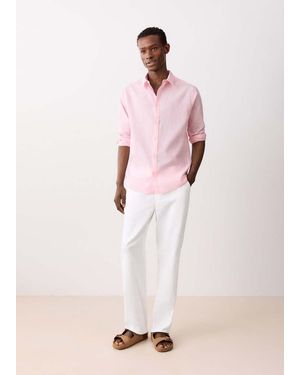 MANGO TEEN Button Linen Shirt - Pink