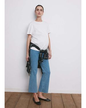 Mango Maternity Flared Cropped Jeans - Blue