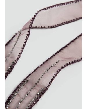 MANGO TEEN Beaded Mesh Collar Necklace - Natural
