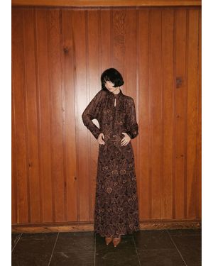 Mango Jupe Évasée Imprimé Paisley Marron