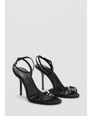 Mango Heeled Sandals With Straps - Black