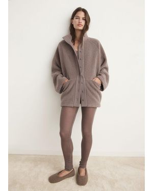 Mango Sherpa Buttoned Cardigan - Natural