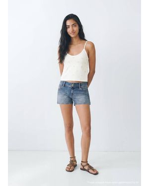 MANGO TEEN Cotton Studded Top - Blue