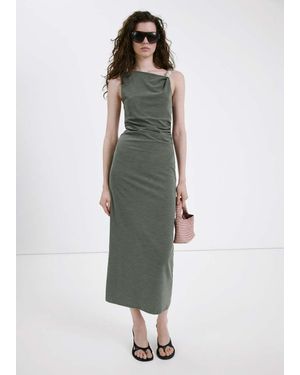 Mango Fitted Dress With Metal Detail - Green