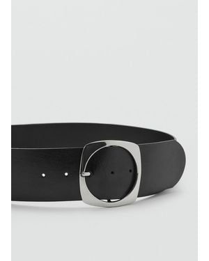 Mango Cintura Pelle Fibbia Quadrata Nero
