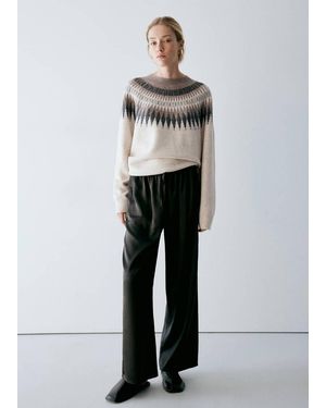 Mango Pullover Pigiama Maglia Collo Stondato Marrone Medio - Grigio