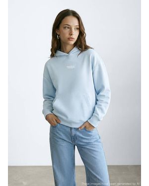 MANGO TEEN Hoodie Cotton Sweatshirt - Blue