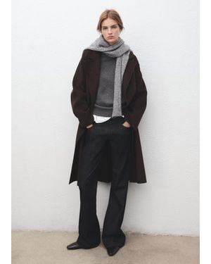 Mango Handmade Oversized Wool Coat - Brown