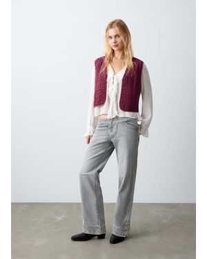 MANGO TEEN Embroidered Quilted Gilet - Grey