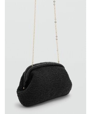 Mango Lurex Clutch Bag - Black