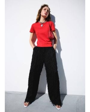 Mango Straight-Leg Textured Yarn Trousers