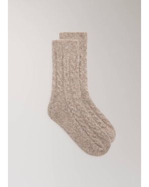 Mango Chunky-Knitted Braided Socks - Brown