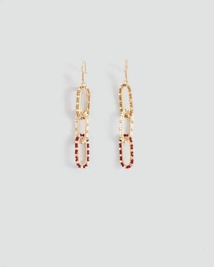 MANGO TEEN Beaded Link Earrings - White
