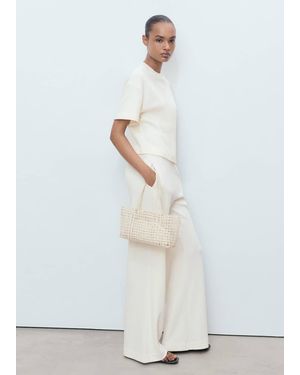 Mango Straight-Fit Cotton Trousers - White