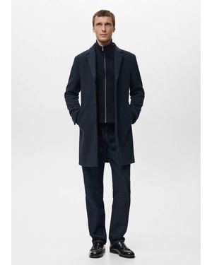 Mango Wool Coat With Detachable Inner Collar - Blue
