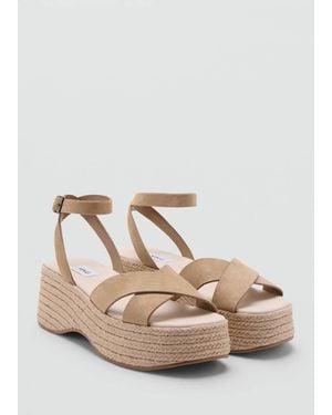 MANGO TEEN Platform Sandals With Crossed Straps - Natural