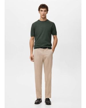 Mango Cotton Fine-Knit T-Shirt - Green