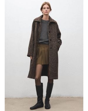 Mango Short Pleated Skirt With Buckles - Brown