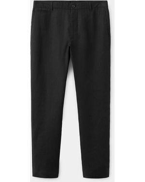 Mango Slim-Fit 100% Linen Trousers - Black