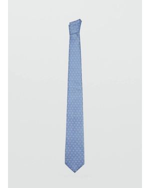 Mango Geometric Patterned Silk Tie - Blue