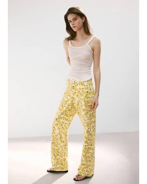 Mango Straight-Leg Jeans With Floral Pattern - Metallic
