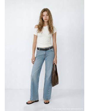 MANGO TEEN Fitted Textured Top - Blue