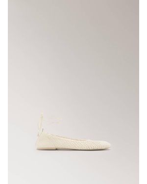 Mango Woven Strap Ballerina Flat - Natural