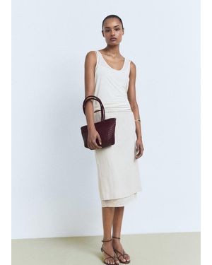 Mango Braided Leather Shoulder Bag - Red