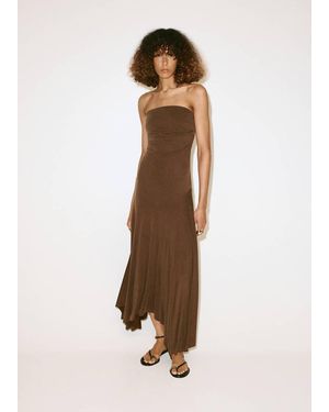 Mango Asymmetric Hem Bandeau Dress - Natural
