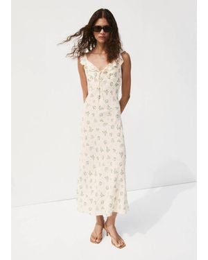 Mango Floral Ruffled Dress - White