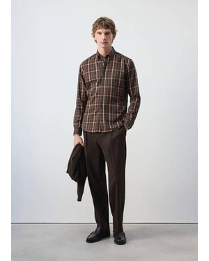 Mango Sovracamicia Regular-Fit Quadri Marrone