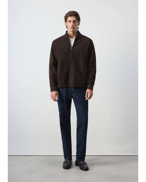 Mango Cotton Knit Textured Sweatshirt - Black