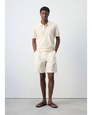 Mango Fine-Knit Cotton Polo Shirt - White