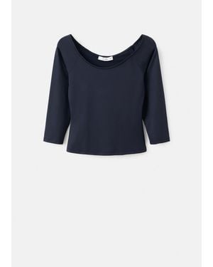 Mango Three-Quarter Sleeve T-Shirt - Blue